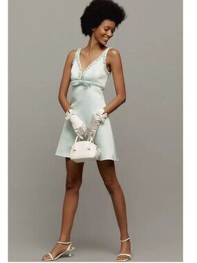 Mac Duggal | Dresses | Mac Duggal Della Petal Appliqu Halter White Mini Dress Size 2 New With Tag